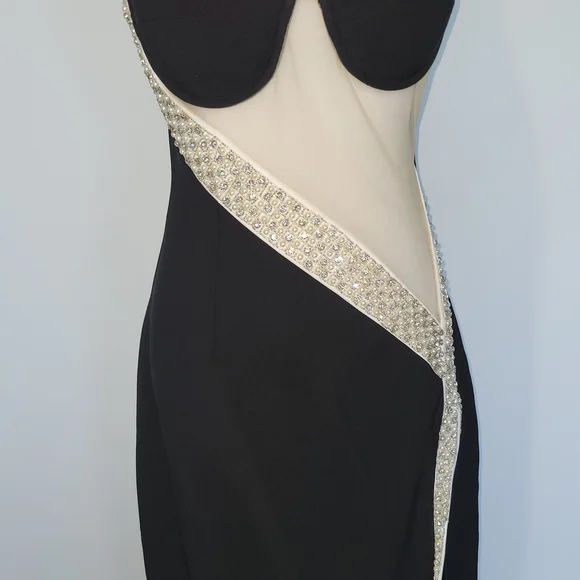 NWT Anthropologie/ Blithe LA Maxi Black Wedding Formal Embellish Dress Sz Medium - Picture 3 of 15